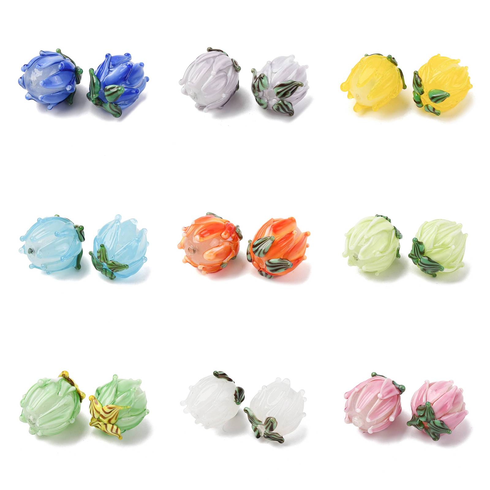 Embellishment Crafts - 20pcs 수제 램프워크 튤립 비즈 DIY
