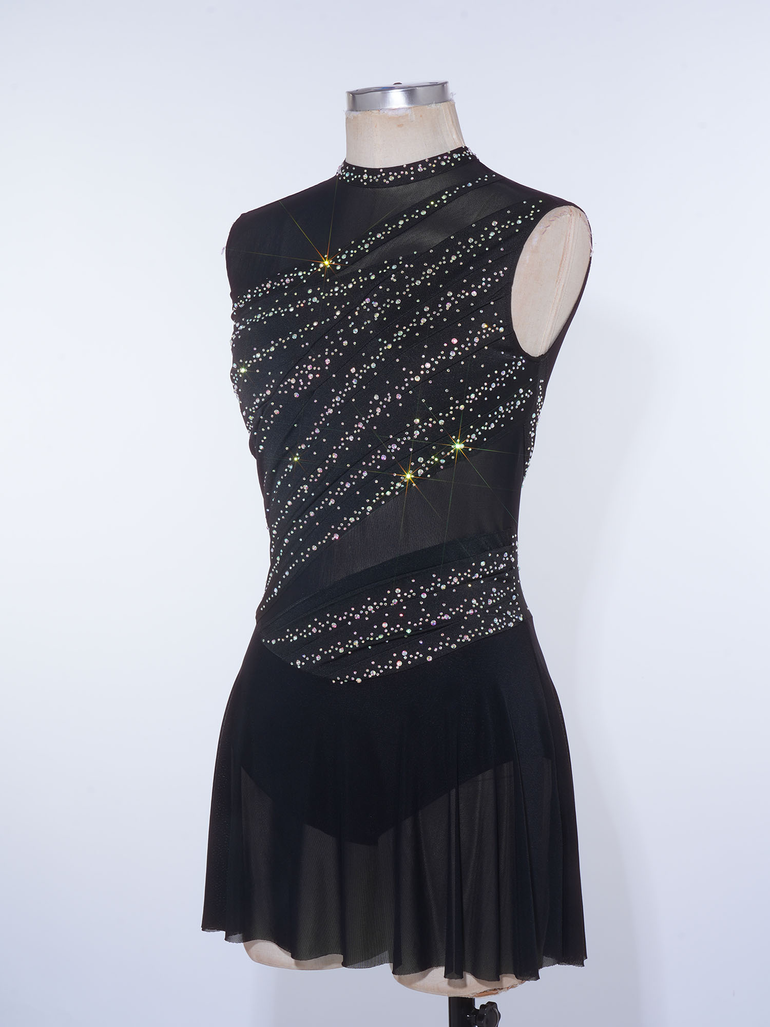 Rhinestone Banding Trim - 라인스톤 여성 백리스 언밸런스 밑단 프린지