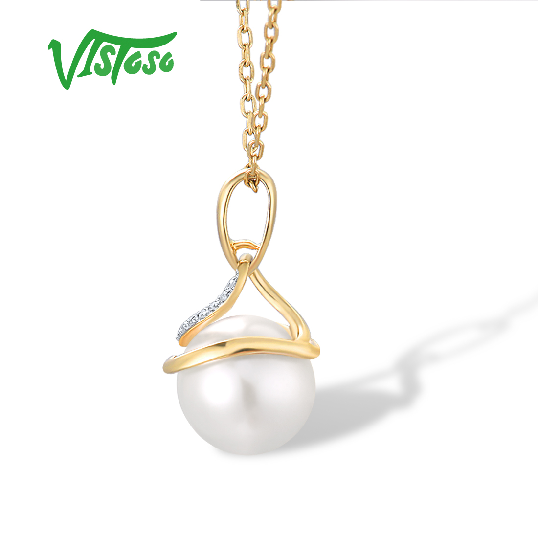 VISTOSO 여성을위한 정품 9K 375 옐로우 골드 - Pearl Trim Chain 리뷰 및 가격