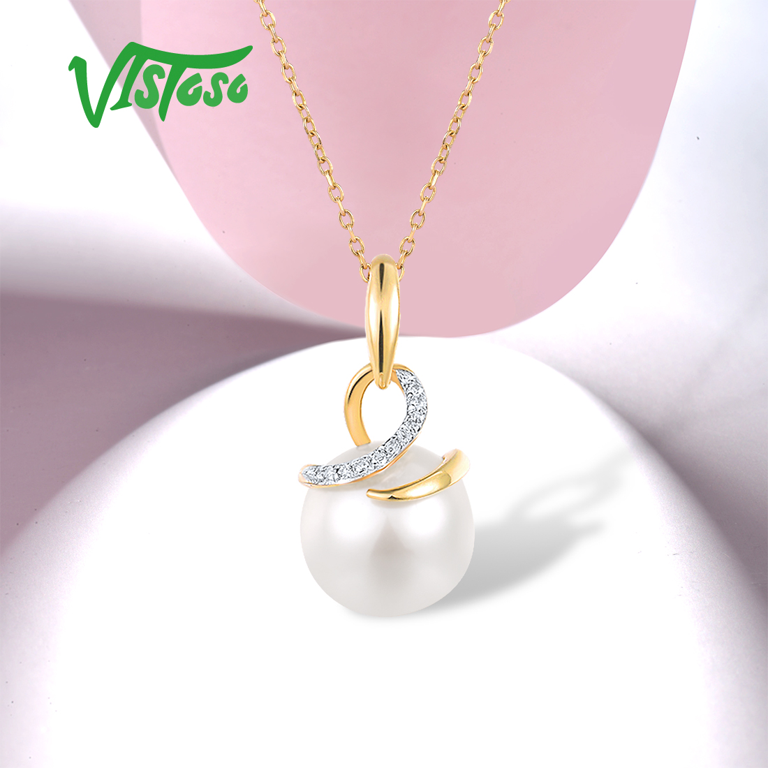 VISTOSO 여성을위한 정품 9K 375 옐로우 골드 - Pearl Trim Chain 리뷰 및 가격
