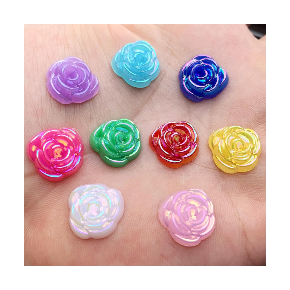 40pcs 14mm 골드 장미 꽃 수지 카보 숑 보석  - Embellishment Glue Craft 리뷰 및 가격