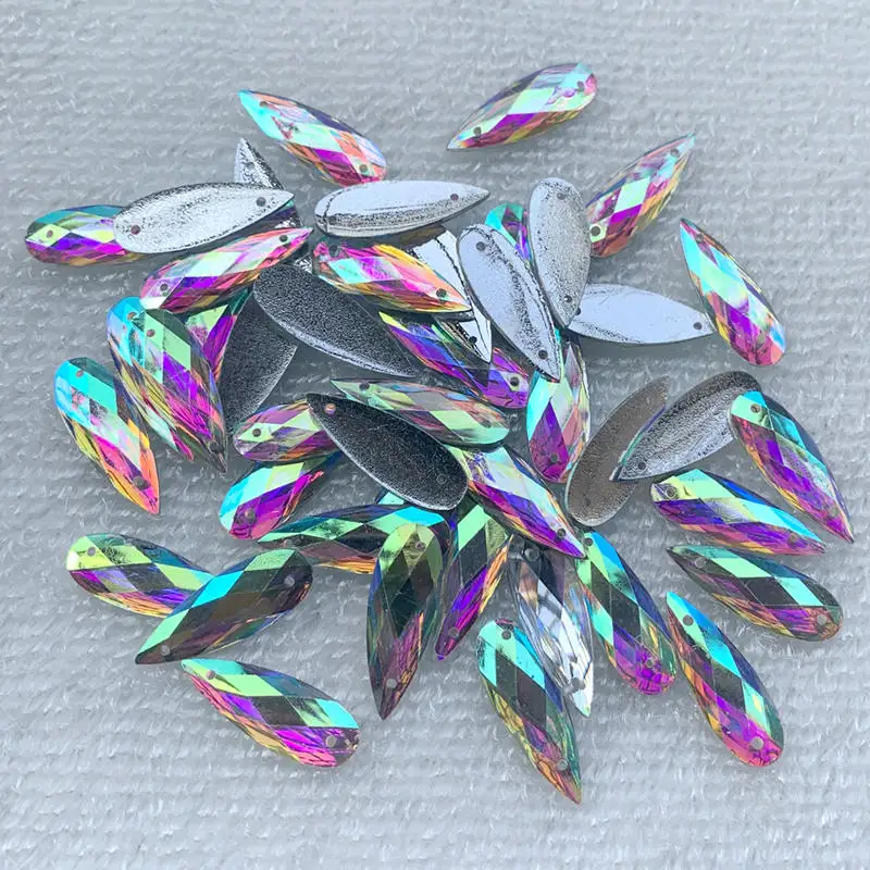 40개 8*22mm 바느질용 화이트 AB 드롭 라인스톤 - Sew On Rhinestone 리뷰 및 가격