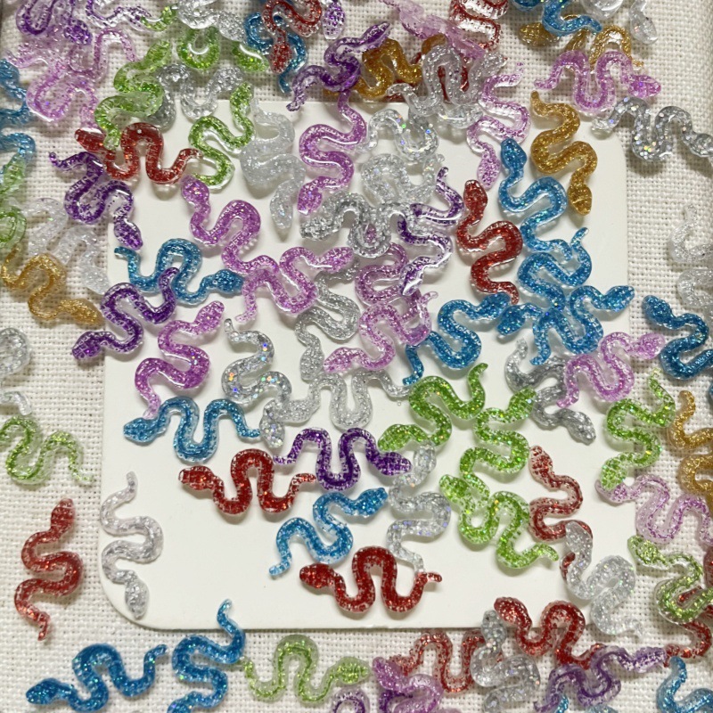 작은 반짝이 만화 뱀 모양 레진 참 장식품, 프레스온  - Embellishment Glue Craft 리뷰 및 가격