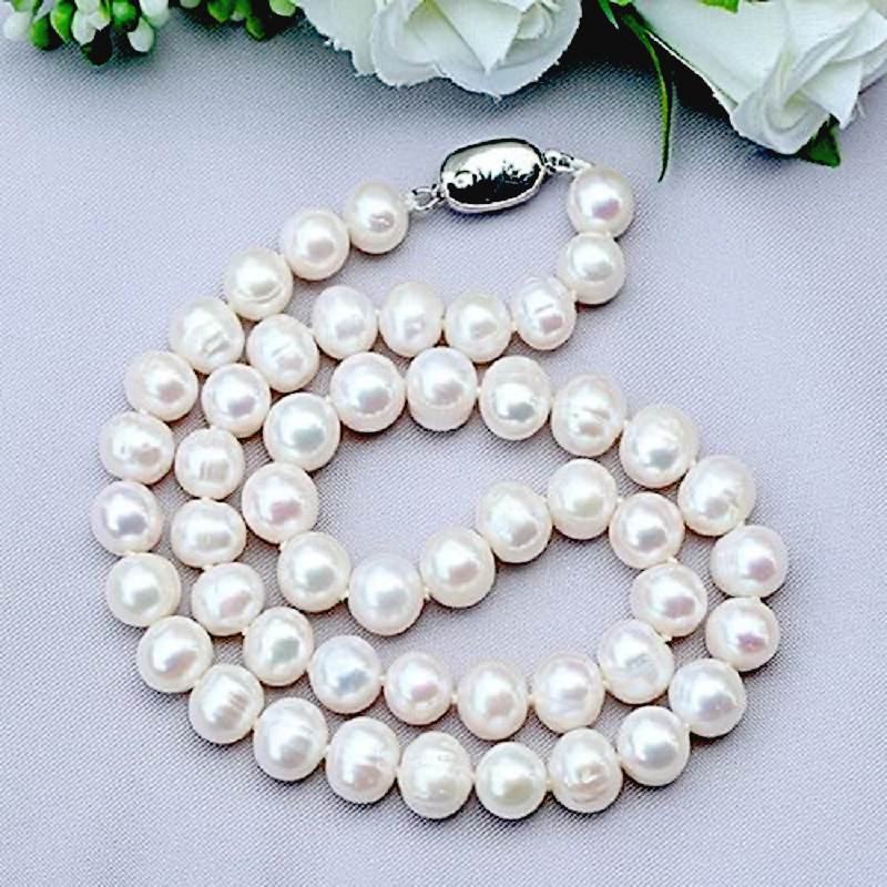 여성을위한 8-9mm 천연 담수 진주 925 스털링 실 - Pearl Trim Chain 리뷰 및 가격