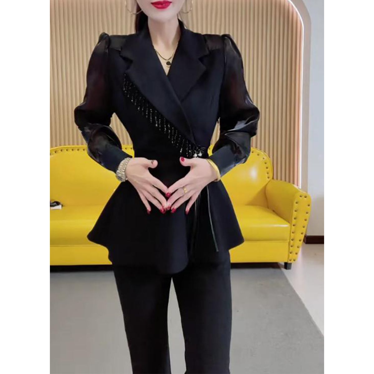 2025년 봄 신상 해외 스타일 정장 여성스러운 슬림  - Tassel Fringe Trim 리뷰 및 가격